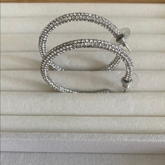 Elegant Silver Hoop Earrings - Picture 2 of 2
